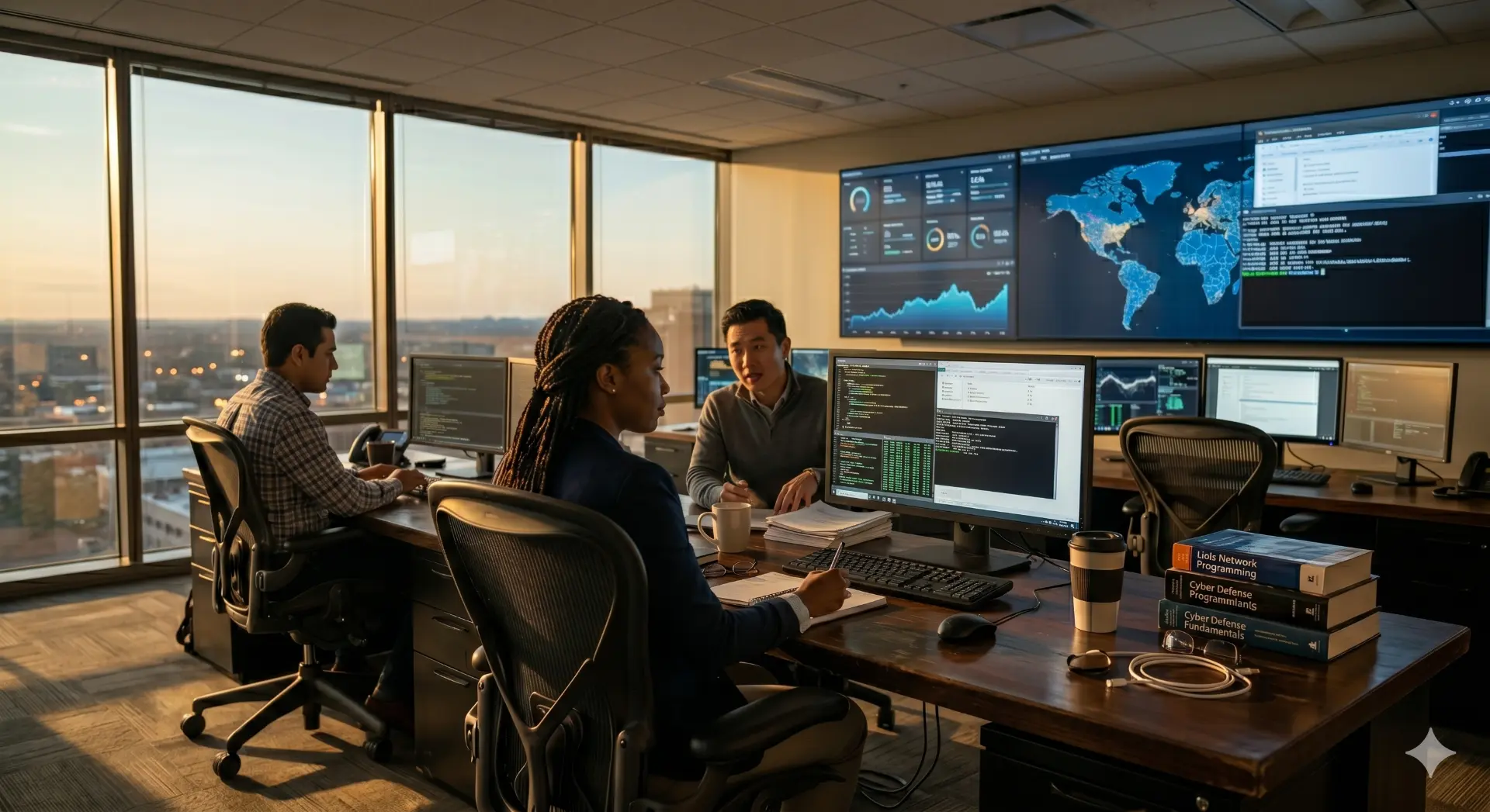 TrustIQ consultants working across global time zones at sunset