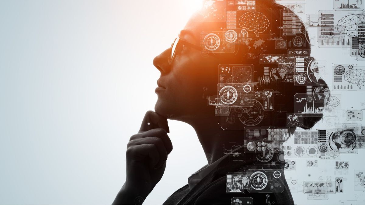 Abstract profile with neural network overlays representing AI and machine learning talent